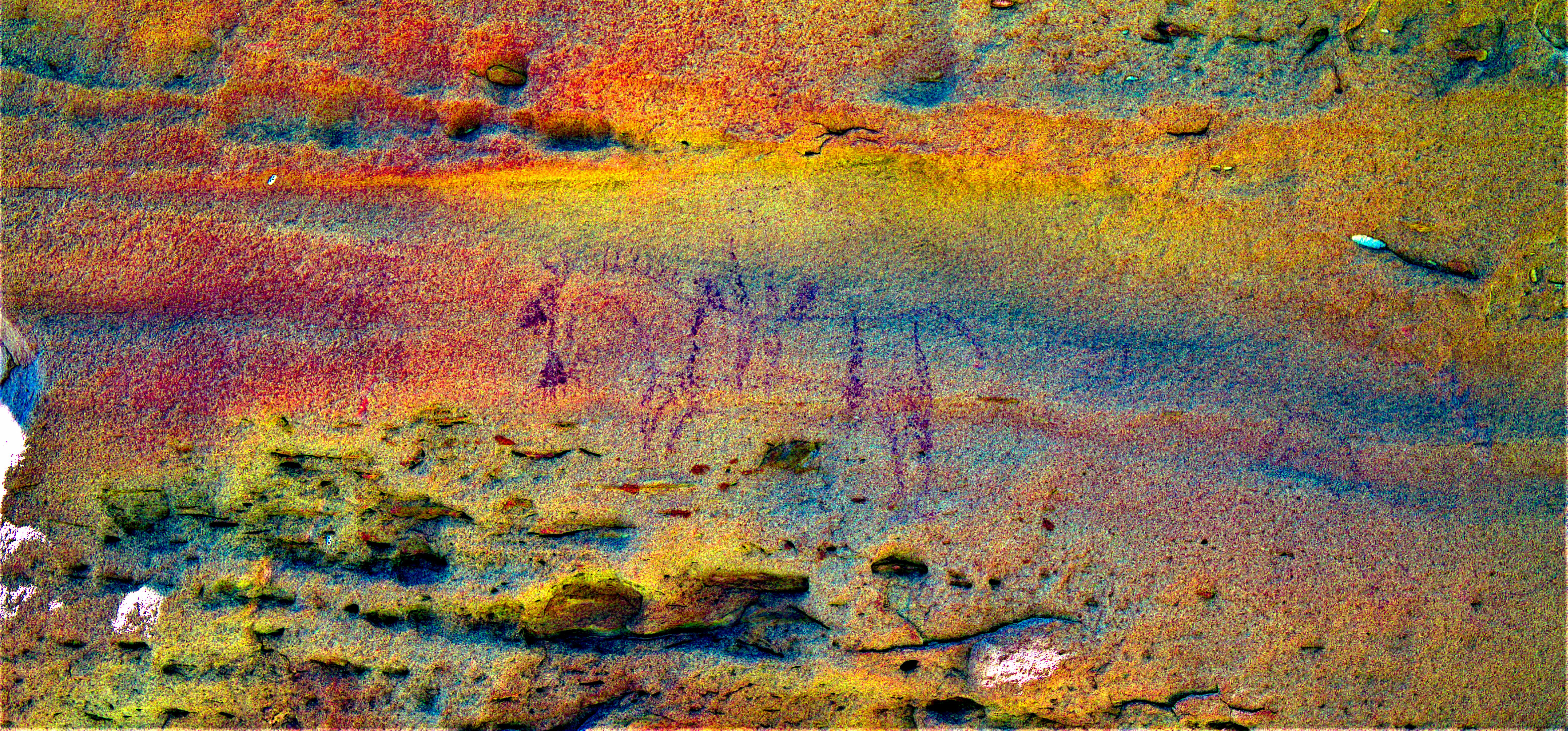 rock art panel with digital editing