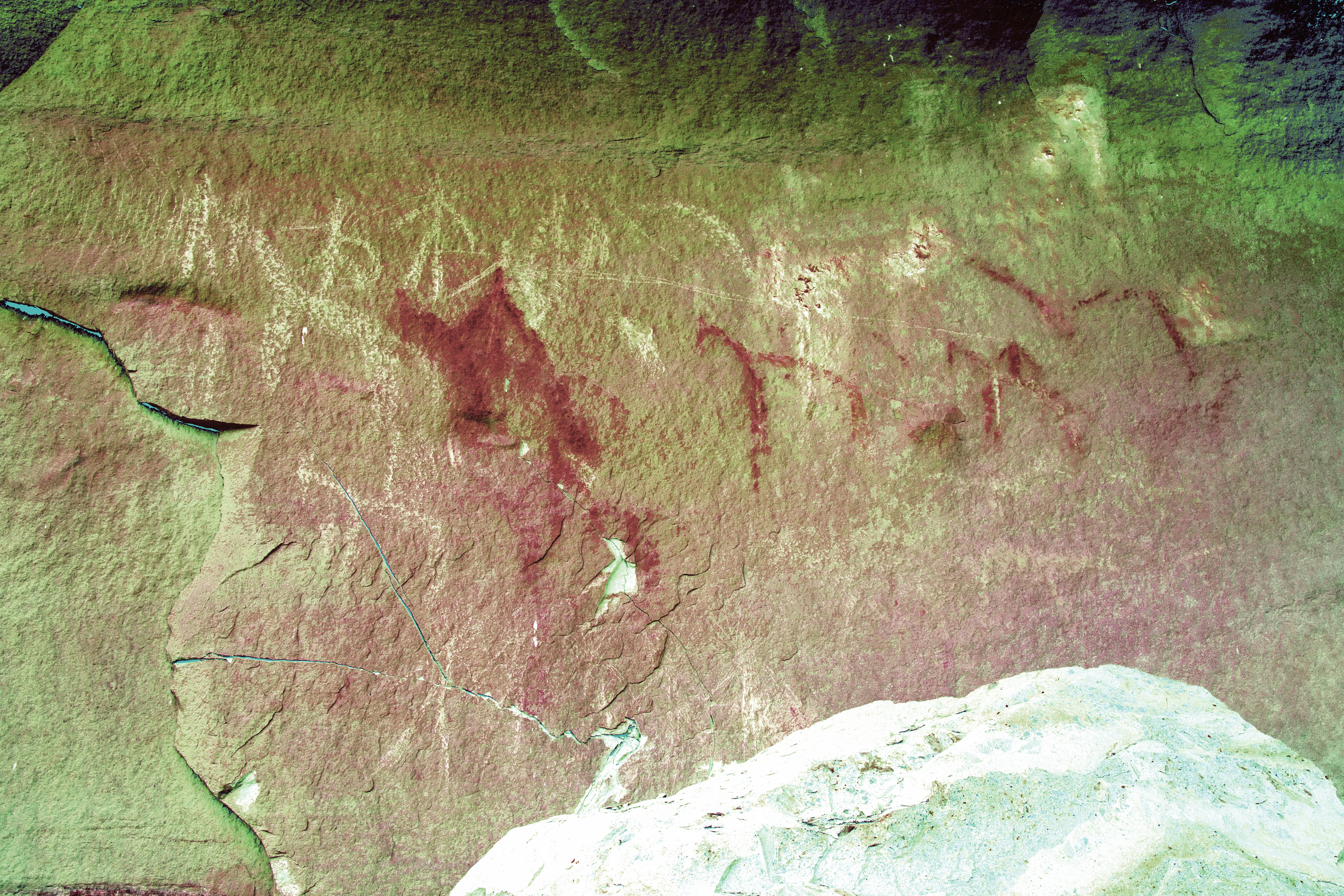 rock art panel with digital editing